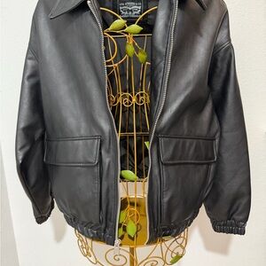 Levi's Dark Leather Bomber Jacket